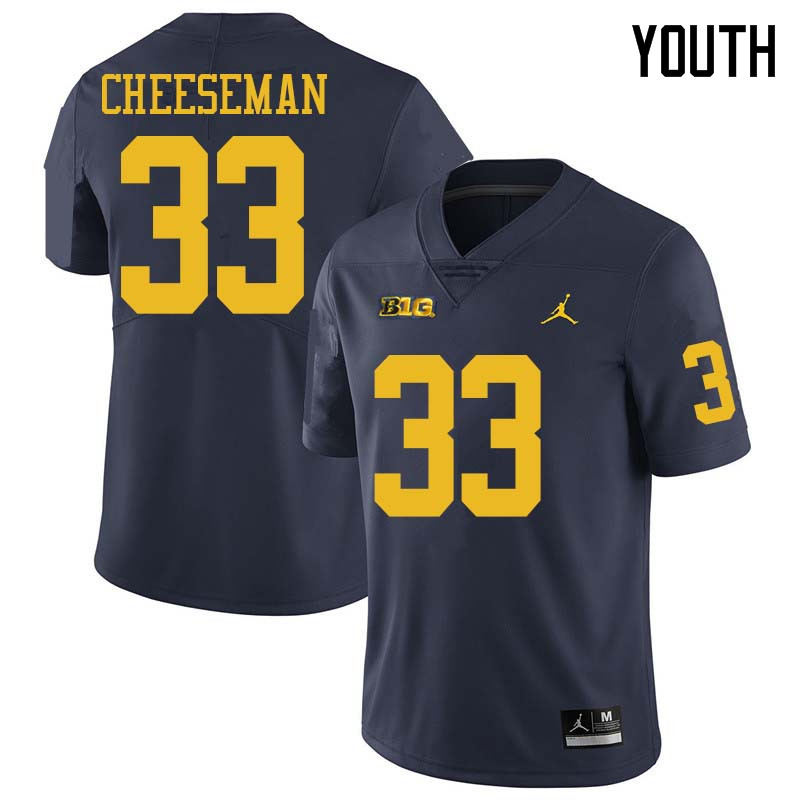 Jordan Brand Youth #33 Camaron Cheeseman Michigan Wolverines College Football Jerseys Sale-Navy